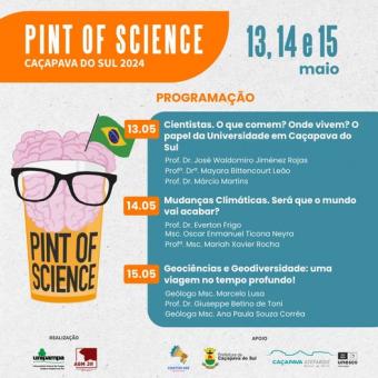 Caçapava do Sul recebe pela primeira vez festival internacional de divulgação científica Pint of Sci