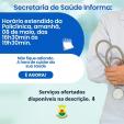 A Prefeitura Municipal, por meio da Secretaria de Saúde, comunica à população que amanhã, quarta-fei