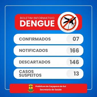 Boletim informativo sobre a dengue em Caçapava do Sul.